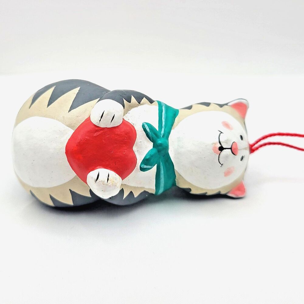 Lot of 2 Cat Christmas Ornaments – Santa Sack Kitty & Heart Kitty Tree Décor - Picture 6 of 8